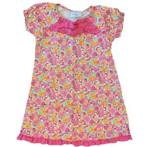 Hanna Andersson Floral Dress Girls 5 6 110 Pink Ruffles Short Cottagecore Garden